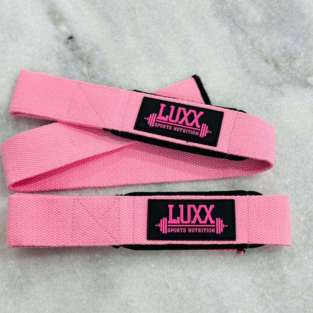 Luxx pink gym lifting straps